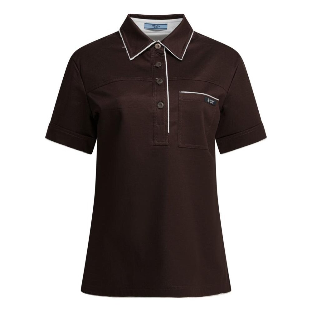 Prada Lisle Thread Polo Shirt Tag Size 44 Women